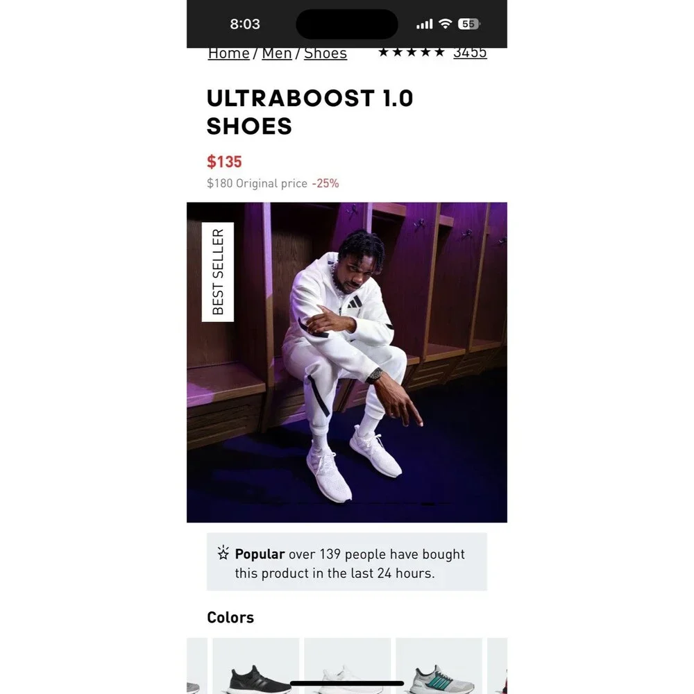 New Mens Adidas Ultraboost 1.0 Cloud white Shoes Size 7.5 Retail $180